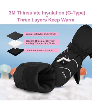 Unigear Kinder Ski Gloves - Waterproof Windproof Thermo Warm Winter F ustlings for Boys & Girls (Ages 2-8) - Breathable Snow Gloves in Black - Buy Online on SooperMarket.com
