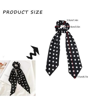 Hair Scarf Scrunchies Bow Scrunchies for Hair Chiffon Floral Scarf BowPonytail Holder for Women Girls (dial point) - Buy Online on SooperMarket.com