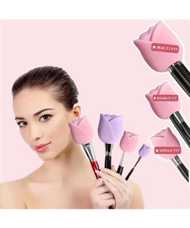 6 Pack Silicone Makeup Brush Holders with Travel Covers and Cleaning Pad - Buy Online on SooperMarket.com
