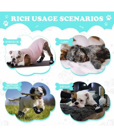 Anti Slip Dog Socks with Adjustable Strap for Indoor Traction Control - Black/Gray S (8 Pieces) - Buy Online on SooperMarket.com