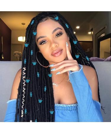 Braids Blue Butterfly Hair Jewelry for Women - Pack of 20 Spiral African Dreadlock Accessories - Buy Online on SooperMarket.com