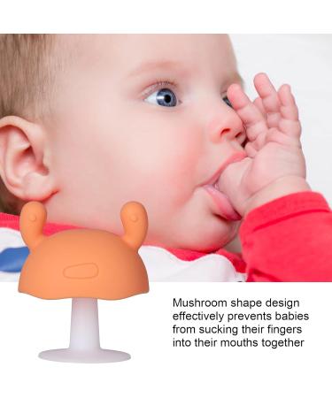 Baby Teething Toy - Food Grade Silicone Teether Mushroom Shaped for Infants Over 4 Months - Pink (Orange) - Buy Online on SooperMarket.com