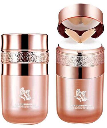 Butterfly Cushion BB Cream Air Cushion CC Cream Moisturizing Concealer Makeup Base Primer BB Liquid Foundation Easy to Use (Lvory White) 1 Pack Lvory White