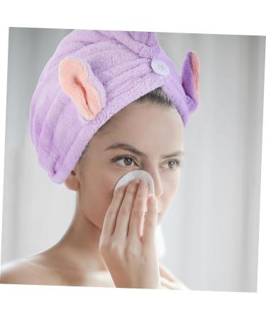MAGICLULU 2pcs Bunny Ears Dry Hair Hat Hair Ring Aldult Coral Fleece Violet - Buy Online on SooperMarket.com