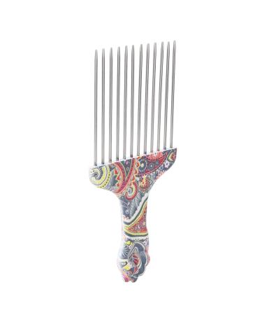 TYTOGE Hair Pick Comb Professional Afro Stainless Steel Detangle Hair Pick Comb for Curly Hair Styling (waist flower K4)