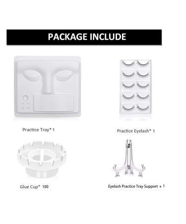 Premium Eyelash Extension Kit - 3 in 1 Practice Tray & 5 Pairs Training Lashes for Beginners - Includes 100pcs Classic Individual Lashes & Glue Cups - Buy Online on SooperMarket.com