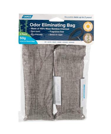 Camco 44270 Moso Bamboo Charcoal Odor Absorber Bags - Help Any Small Space Smell Fresh Without Fragrance Use - 50 Grams - 2-Pack