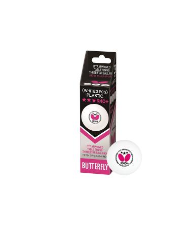Butterfly R40+ Table Tennis Balls - 40mm White Ping Pong Ball - ITTF Certified Professional Table Tennis Ball- Poly Table Tennis Ball - 3 Pack or 12 Pack