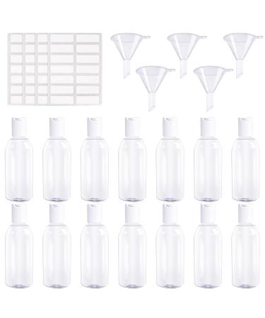 Draderch 14 pieces Transparent travel bottles Set 50 ml Transparent Cosmetics Flasch Travel Shower Gel container empty travel containers bottle Sortchable travel bottles set with 5 funnel and 4 labels