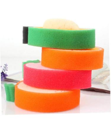 AMOYER 3 Pcs Cartoon Bath Sponge Set | Fruit Shape Cleaning Sponges for Kids & Adults | Fun Bathroom Accessories - Buy Online on SooperMarket.com
