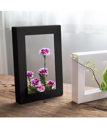 Floral Arranging Vase Set: Black Rectangle Photo Frame Shaped Plastic Ikebana Vases with Flower Frog - Ideal for Ikebana Floral Art Home Decor - Buy Online on SooperMarket.com