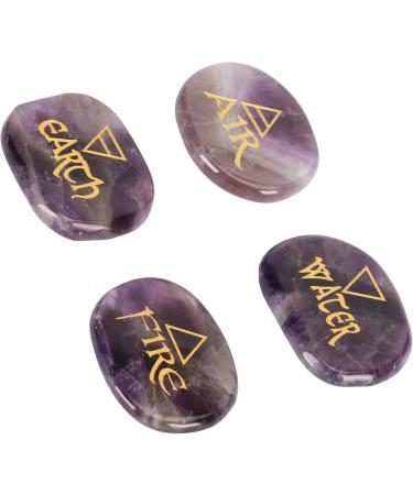 Earth Air Fire Water Stones Triangular Crystals Symbols Flake Reiki Oval Stamps (Purple) - Buy Online on SooperMarket.com