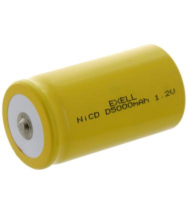 Exell D Size 1.2V 5000mAh NiCD Button Top Rechargeable Battery for Flushometers Hands-free Sinks Hand Sanitizers Automatic Taps Blood Pressure Kits Security Safes