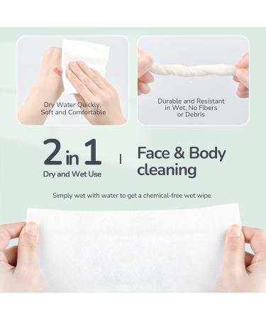 POMPOM LIFE Facial Cleansing Wipes Disposable Cotton Wet and Dry Wipes Biodegradable Face Wipes Large Soft 200 Pieces Cleaning Cloth Suitable for Sensitive Skin - Buy Online on SooperMarket.com