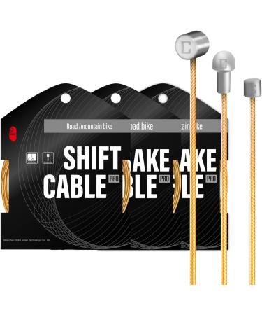 Chooee Bicycle PRO Shift Cable - Ultra Slick Derailleur Cable for Shimano/SRAM Shifter - Gold - 2x2500mm - Buy Online on SooperMarket.com