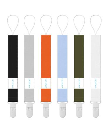 Yoofoss Pacifier Clip for Boys and Girls 6 Pack Solid Color Pacifier Holder Fits All Pacifiers & Teething Toys Modern Unisex Baby Necessary Multicolor