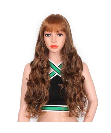 SHIYID Long Natural Wave Mixed Blonde Brown with Synthetic Wigs Heat Resistant for Women African Hairstyle