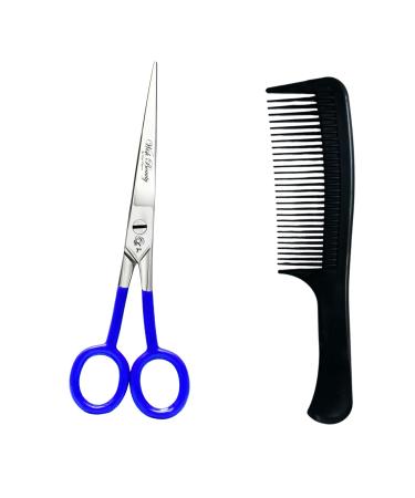 Glamified Glam Professional 7" Hairdressing Scissors Hair Cutting Scissors Shears for Barber- with Antibacterial Comfort Rubber Grip 100% Stainless Steel (Blue)