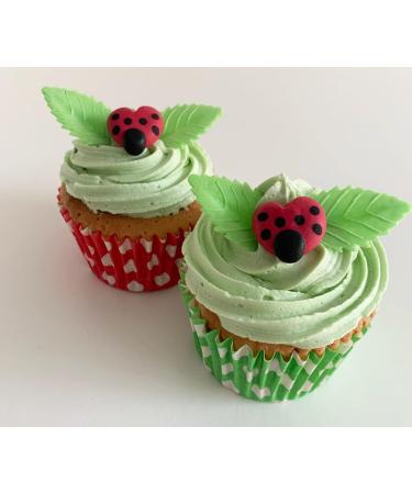 Holly Cupcakes 12 Cute Sugar Ladybirds & 12 Pretty Wafer Leaves - Buy Online on SooperMarket.com