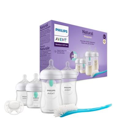 Philips Avent Baby bottles with airfree valve gift set for newborns - 4 baby bottles ultra soft pacifier and bottle brush babies from 0 12 months and older (model SCD657/11) Single