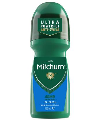 Mitchum Men 48HR Protection Roll-On Deodorant & Antiperspirant Ice Fresh Dermatologist Tested 100 ml (Pack of 1)