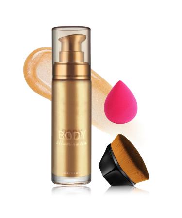 Body Shimmer Oil Body Glitter Bronzer Body Glow Oil Moisturizing Shimmer Body Lotion Waterproof Liquid Highlighter Makeup-103 Glistening Bronze
