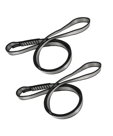 Foser 18mm nylon climbing loop runner 23kn nylon rope for climbing mountaineering hiking downhill emergency equipment (gray (2PCs) 60cm/24in) Gray (2PCs) 60cm/24in