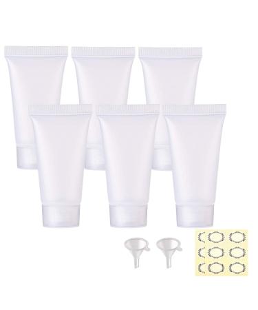 Alledomain 6Pcs 30g/30ml Empty Squeezable Soft Plastic Tubes Refillable Cosmetic Sample Vial Container with Flip Caps for Cream Shampoo Cleanser Shower Gel Lotion - Include Funnels Labels