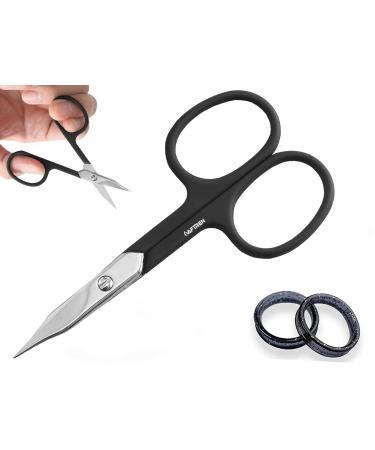 AFTREN Curved Nail Scissors Cuticle Scissors Nails Toenails Brand Quality Extra Fine Sharp for Women Men 4 inch Black