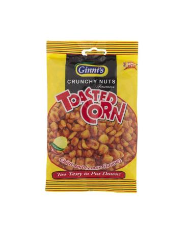 Ginni's Chilli & Lemon Toasted Corn - 10 x 120g - Salty Zesty Crunchy Vegan Plant Based Nut Snacks - Ideal for Salads Grazing Gym Parties Lunch Box