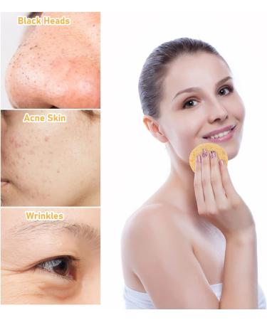 20 Natural Cellulose Facial Sponges for Cleansing and Exfoliating - Round Yellow Sponge Set - Buy Online on SooperMarket.com