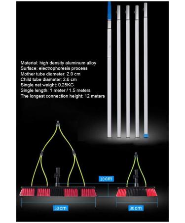 photovoltaic cleaner window cleaning pole 4M-12MExtension Pole Squeegee Window Washer Combo Telespole for Window Cleaning Pole Water Brush Extendable Cleaner Conservatory Roof/6M 35cm Brush Head 8M/27FT - Buy Online on SooperMarket.com