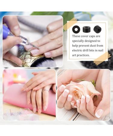 OLYCRAFT 100Pcs Black Nail Drill Bits Caps - 3mm Dust Proof Protector for Electric Nail Files - Nail Art Tools Dust Cover - 7.5x4.5mm Plastic Caps - Buy Online on SooperMarket.com