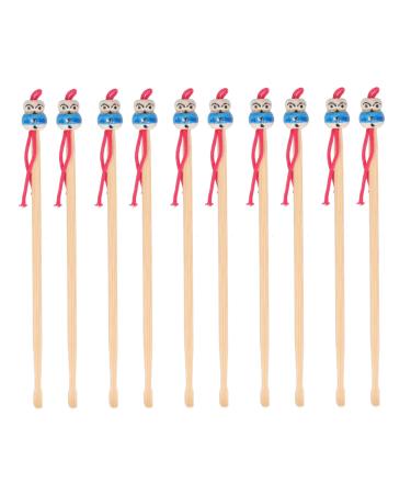 Kuuleyn 10 Pcs Bamboo Ear Cleaner Ear Picker Ear Cleaning Spoon Cute Doll Goose Feather Wood Ear Pick Chinese Ear Scraper Wax Removers Cleaning Tool Earpick Tool for Ear Care Adult Children
