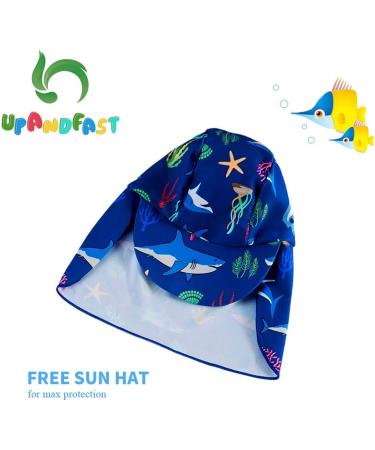 UPF 50+ Blue Shark Baby Swimsuit | Snap Bottom | 6-9 Months - Buy Online on SooperMarket.com