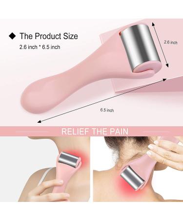 Pink Stainless Steel Ice Roller for Face & Eye - Pain Relief, Migraine, Puffiness - Cold Facial Roller for Redness, Headaches - Skincare Massager - Buy Online on SooperMarket.com