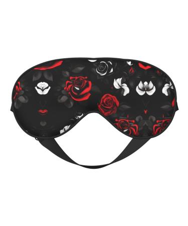 SSIMOO Black White and Red Roses Soft Sleep Eye Mask Female Breathable Eye Patch Perfect for Travel and Relaxation