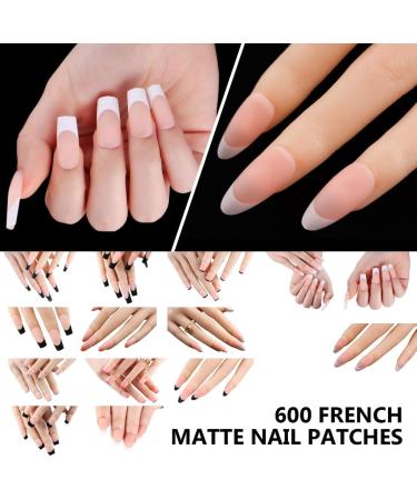 Ruarby 600x Full Cover Stick on Nail Artificial Nails French Tip False Nails Press On Nail Ballerinas False Nails for Woman MDF01 - Buy Online on SooperMarket.com