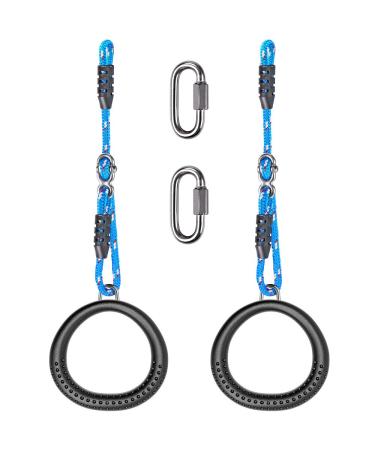SELEWARE Trapeze Swing Rings Non-Slip Gymnastic Rings Pull Up Exercise Rings with Adjustable Ropes for Home Gym Playground Ninja Warrior Obstacle Course Training Workout (Black 2 Pack) 3.5ft