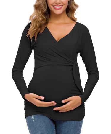 Love2Mi Women Maternity Breastfeeding Top - Long Sleeve V-Neck - Black - Size L - Buy Online on SooperMarket.com