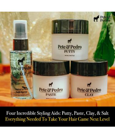 Pete & Pedro CORE FOUR Hair Kit - Men's Hairstyling Set | Hair Clay Paste Putty & Sea Salt Spray | Shark Tank Featured | 2 oz Each - International Shipping Available - Buy Online on SooperMarket.com