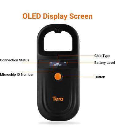 TERA PET Microchip Reader Scanner - RFID Portable Animal Chip ID Scanner for Dogs Cats & Pigs - OLED Display ISO 11784/11785 FDX-B & Emid - Ultimate Pet Tag Solution - Buy Online on SooperMarket.com