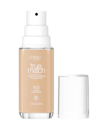 L'Oreal Paris True Match Super-Blendable Foundation, Medium Coverage Liquid Foundation Makeup with SPF 17, N3, Light Medium, 1 Fl Oz N3 1 Fl Oz (Pack of 1)