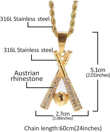 Baseball Necklace | Stainless Steel Pendant | Sports Jewelry for Men and Women - Buy Online on SooperMarket.com