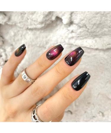 Redykat 30PCS Handmade Glossy Short Coffin Press On Nails - Cat Eye Magnetic Acrylic False Nails | Salon Quality Nail Art (Chase the Moon - Buy Online on SooperMarket.com