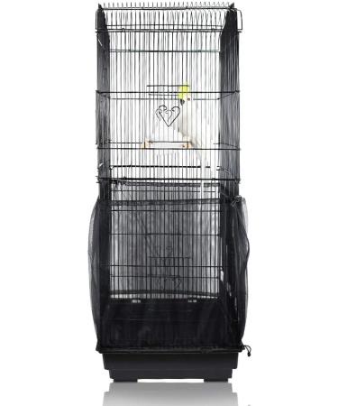 SYOOY Universal Bird Cage Cover Seed Catcher - Adjustable Nylon Mesh Netting Skirt for Parrot & Parakeet Birdcages - Black - Buy Online on SooperMarket.com