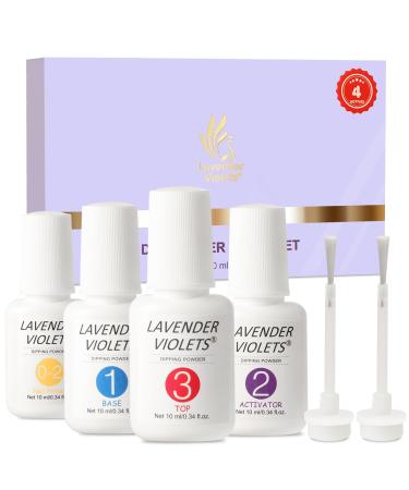 Lavender Violets Dip Powder Liquid Set Dipping Powder Gel Includes Nail Primer Activator Base and Top Coat for Dip Powder Nail Kit J781