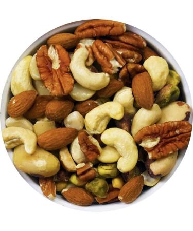 Farm Fresh Nuts Dry Roasted Deluxe Mixed Nuts with Himalayan Salt - 1lb Pack - Almonds, Brazil Nuts, Cashews, Pecans & Pistachios - Premium Quality Snack Mix - Buy Online on SooperMarket.com
