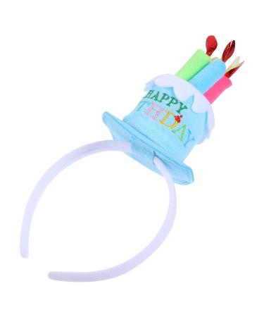 Lurrose Blue Happy Birthday Cake Headdress Birthday Hat Headband Hair Hoop Family Birthday Party Supplies