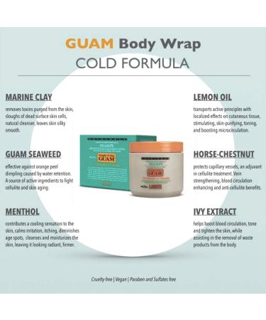 GUAM Cold Formula Seaweed Body Wrap 500gr - Cooling Anti-Cellulite Wrap for Thighs & Legs | Mud Mask for Body Sculpting & Firming - Buy Online on SooperMarket.com
